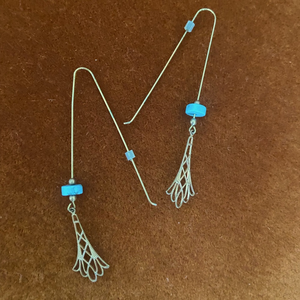 Delicate Gold And Turquoise Earrings
